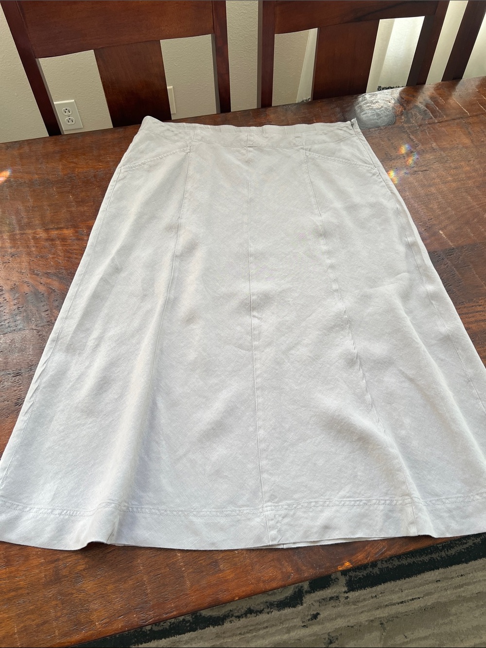 J. Jill Love Linen Midi Skirt A-line Paneled Welt Front Pockets Grey Women's L